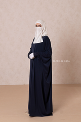 Navy Faraasha Butterfly Wide Abaya - Silk Crepe