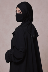 Black Neck Cover Underscarf In Cotton - Soft Undercap Bonnet