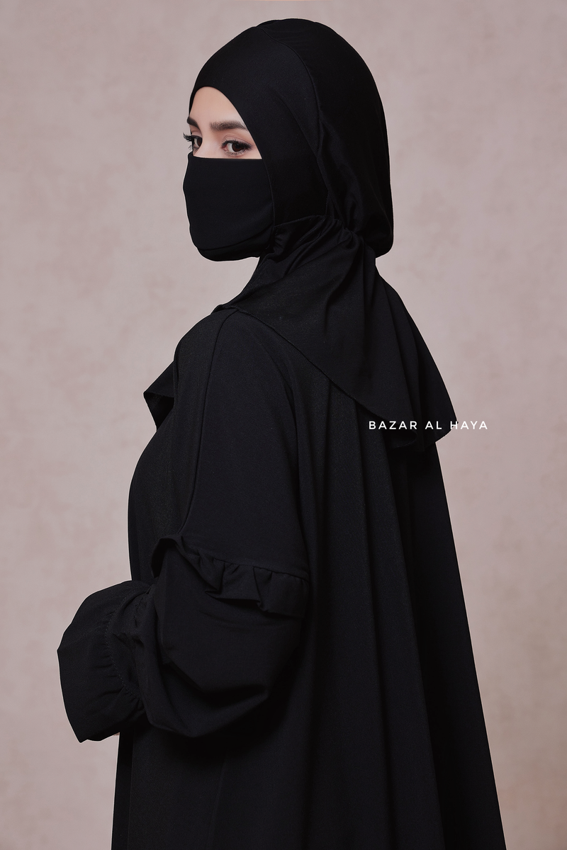 Black Neck Cover Underscarf In Cotton - Soft Undercap Bonnet
