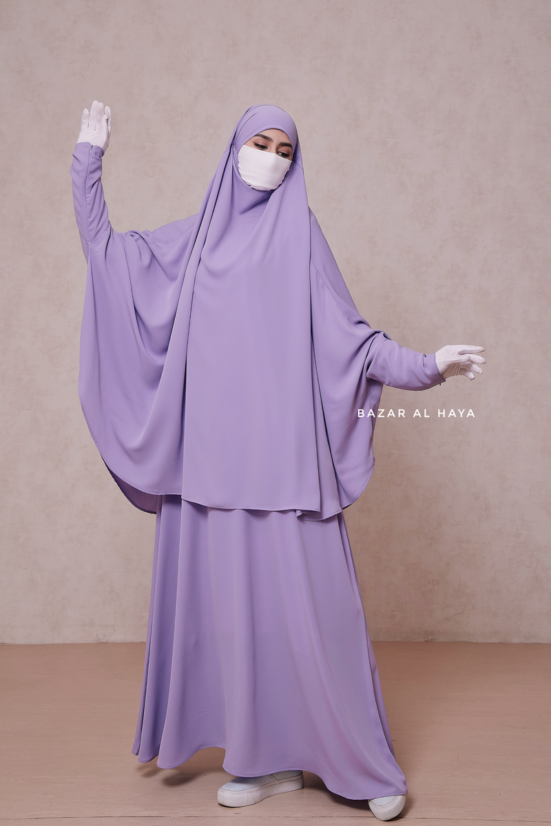 Lilac Yasmin Two Piece Jilbab With Dress & Khimar - Loose Style & Light Soft Breathable