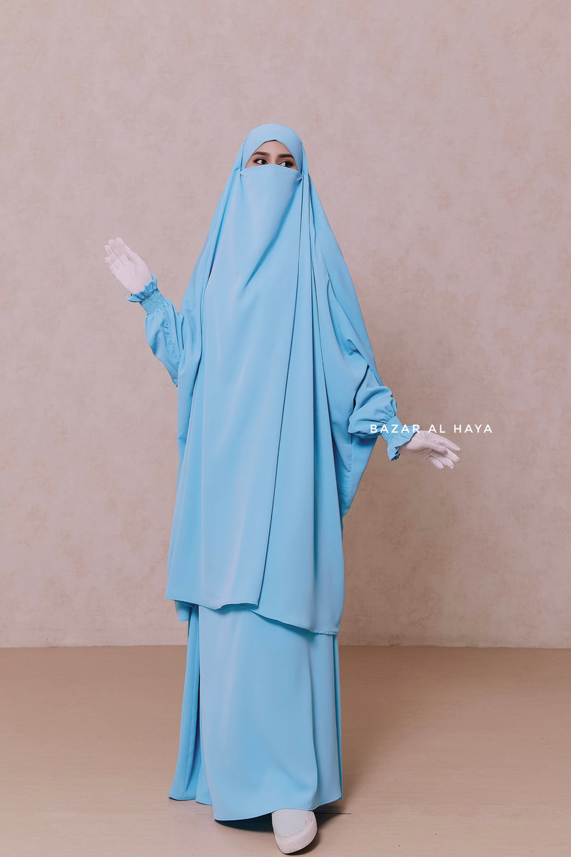 Baby Blue Hoor - Two Piece Jilbab With Skirt- Long & Loose