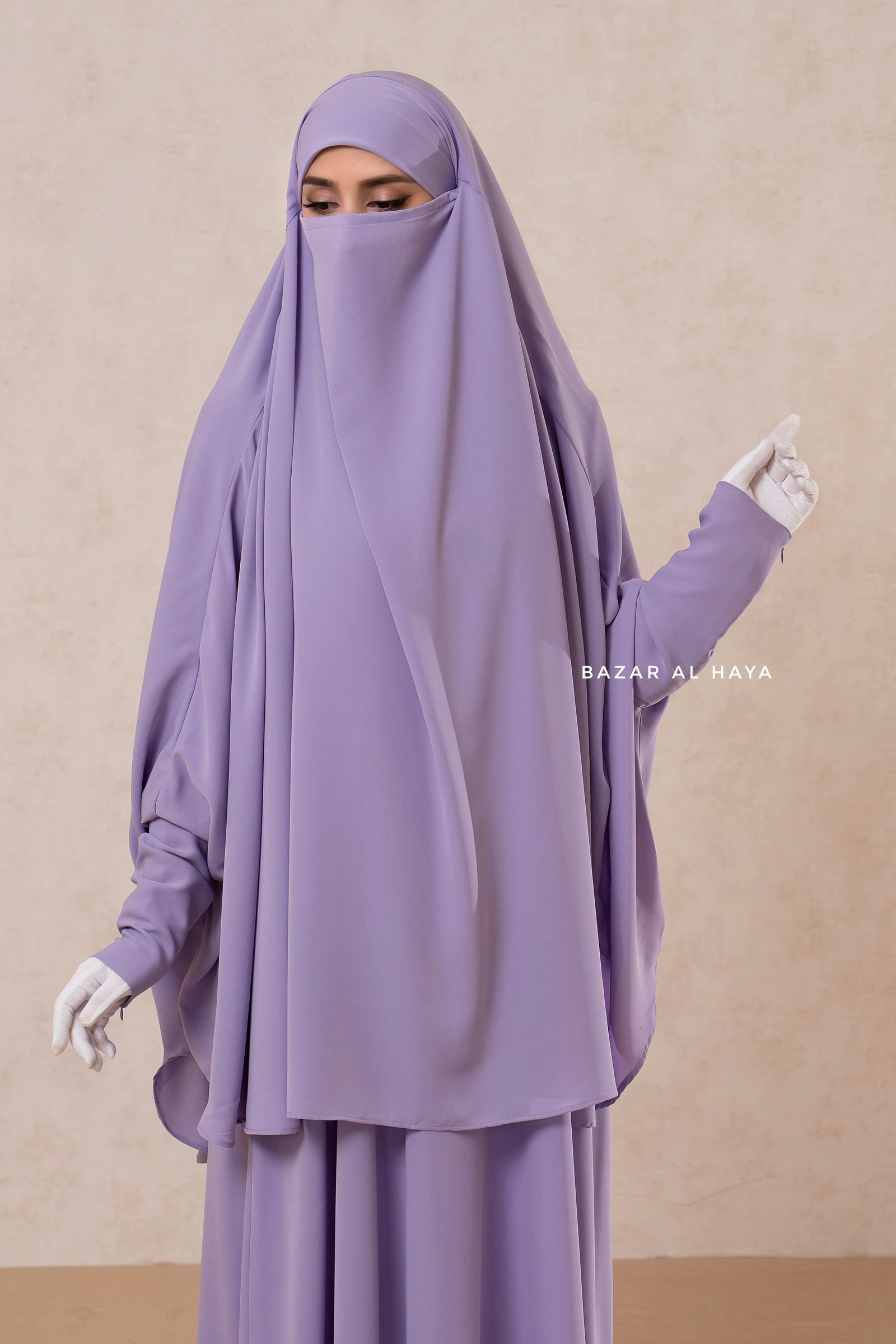 BAZAR AL HAYA | Hoor Two Piece Jilbab With Skirt- Wool Peach Long