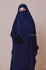 Dark Blue Hoor - Two Piece Jilbab With Skirt - Long & Loose