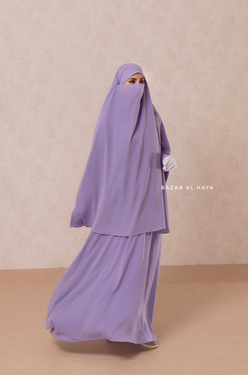 Yasmin Lilac Two Piece Jilbab With Dress & Khimar - Long & Loose Style, Light Soft Breathable Fabric