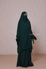 Emerald Jahida Two Piece Jilbab With Loose Pants Set - Skirt-Style Shalwar