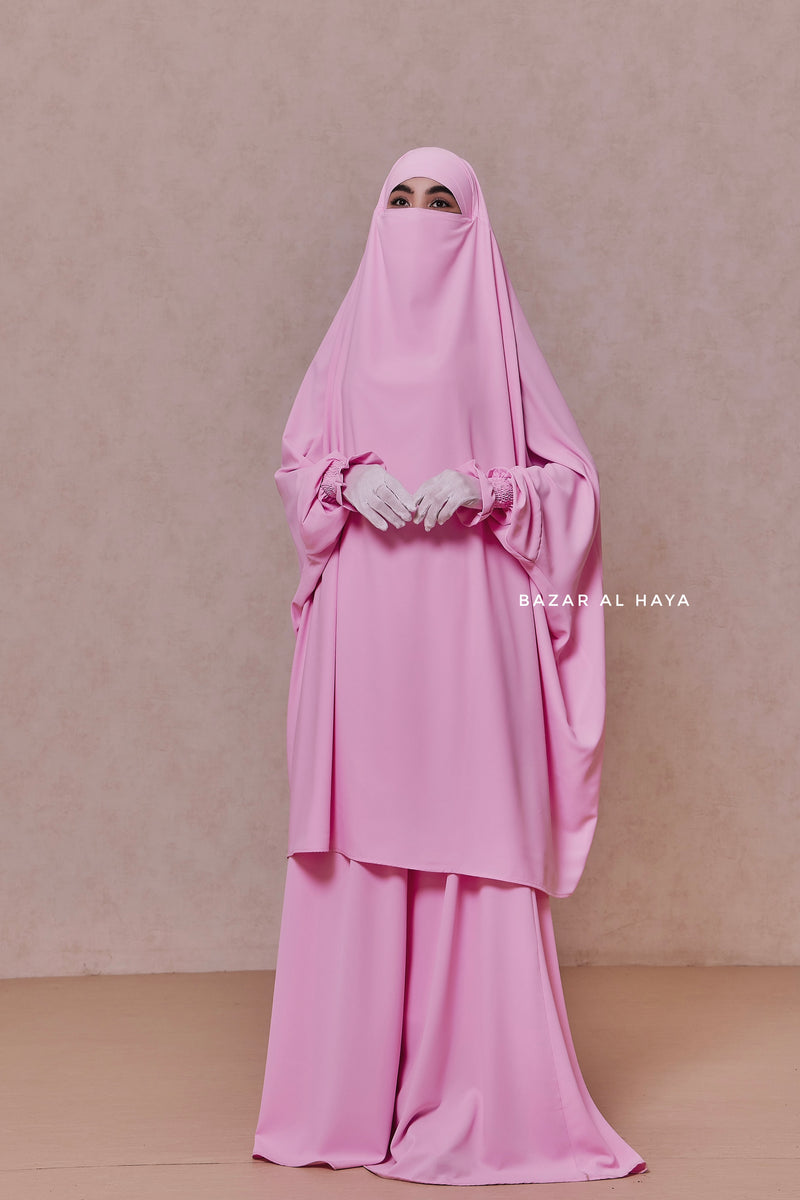 Baby Pink Hoor - Two Piece Jilbab With Skirt- Long & Loose