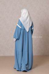 Mubina Sky Blue Tiered Abaya Dress - Loose & Wide In Nidha