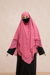 Pari Pink Two Layered Maxi Diamond Khimar - Crepe Chiffon