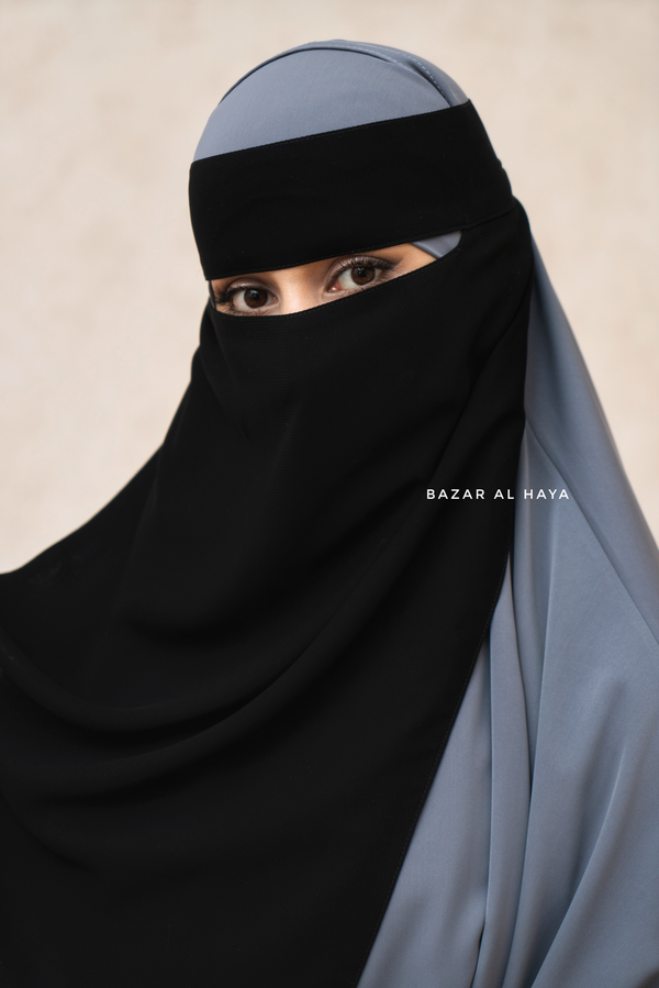 Black Single Niqab - Super Breathable Veil - Large & Medium