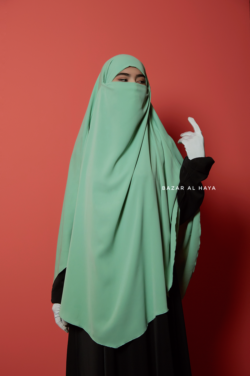 Mubarak Mint Long Triangle Diamond Khimar - Nida Extra Long