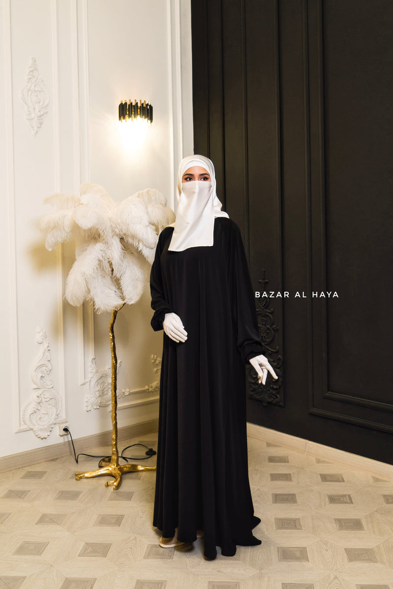 Black Salam Abaya - Comfy & Flowy - Silk Crepe