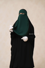 Emerald Green Flap Single Niqab - Super Breathable Veil - Large