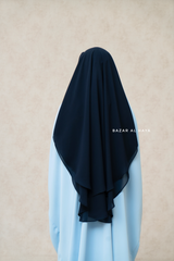 Dark Blue Two Layer Flap Niqab - Premium Wool Chiffon - Medium