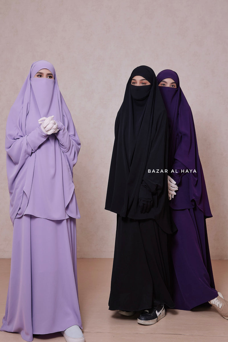 Yasmin Two Piece Jilbab With Dress & Khimar - Loose Style & Light Soft Breathable