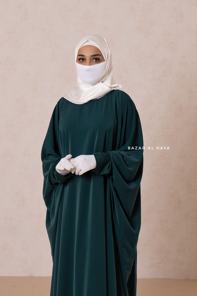 Emerald Faraasha Butterfly Wide Abaya - Silk Crepe