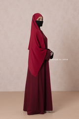 Maroon Madina Abaya - Soft Relaxed Fit - Mediumweight Silk Crepe