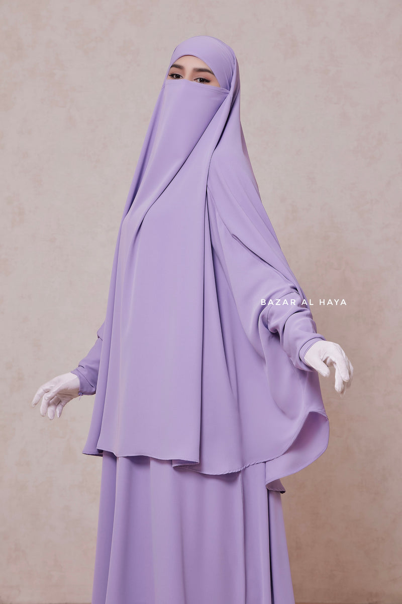 Lilac Yasmin Two Piece Jilbab With Dress & Khimar - Loose Style & Light Soft Breathable