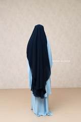 Dark Blue Two Layer Niqab - Long & Wide - Super Breathable Veil