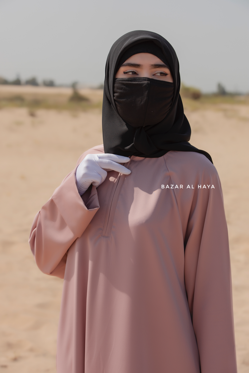 Dusty Rose Madina Abaya - Soft Relaxed Fit - Mediumweight Silk Crepe