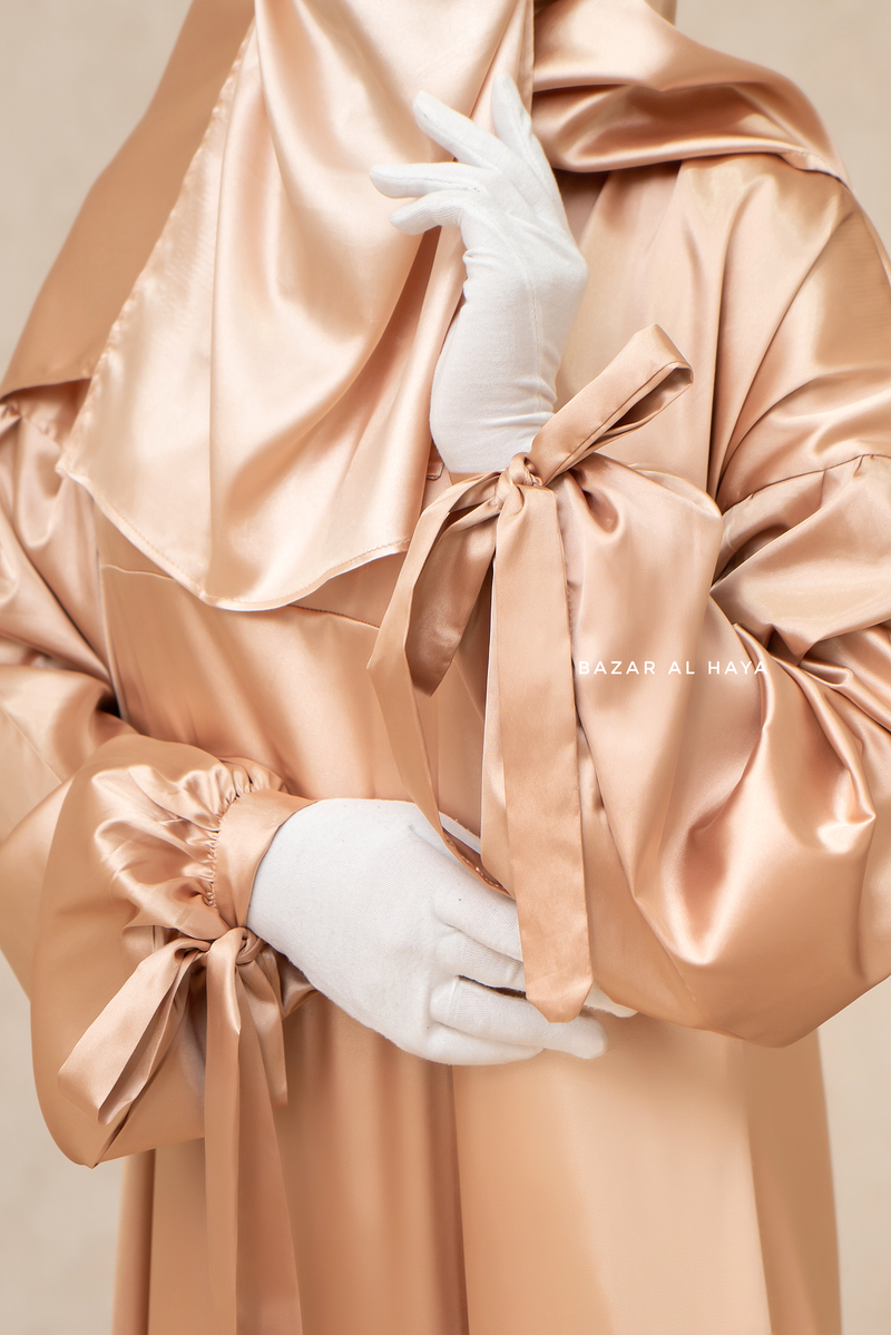 Gold Elegant Shaheen Satin Dress Scarf & Slip Dress Set - 3 Piece L Gold Elegant Shaheen Satin Dress Scarf & Slip Dress Set - 3 Piece L