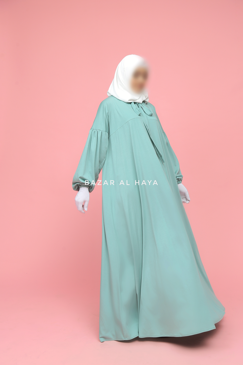 Eliza Mint Cotton Super Soft & Breathable Abaya Dress - Cozy