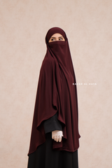 Marwad Maxi Round Diamond Khimar In Burgundy - Crepe, Cotton Extra Long