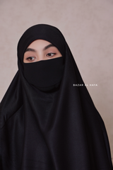 Black Eliza Long Triangle Diamond Khimar - Soft Cotton