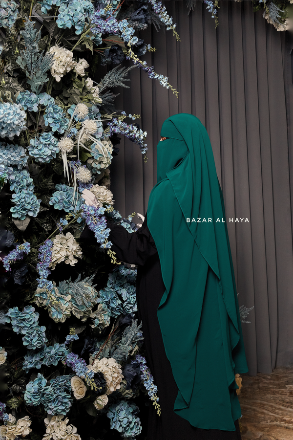 Two Layer Emerald Flap Niqab - Wide & Super Breathable Veil