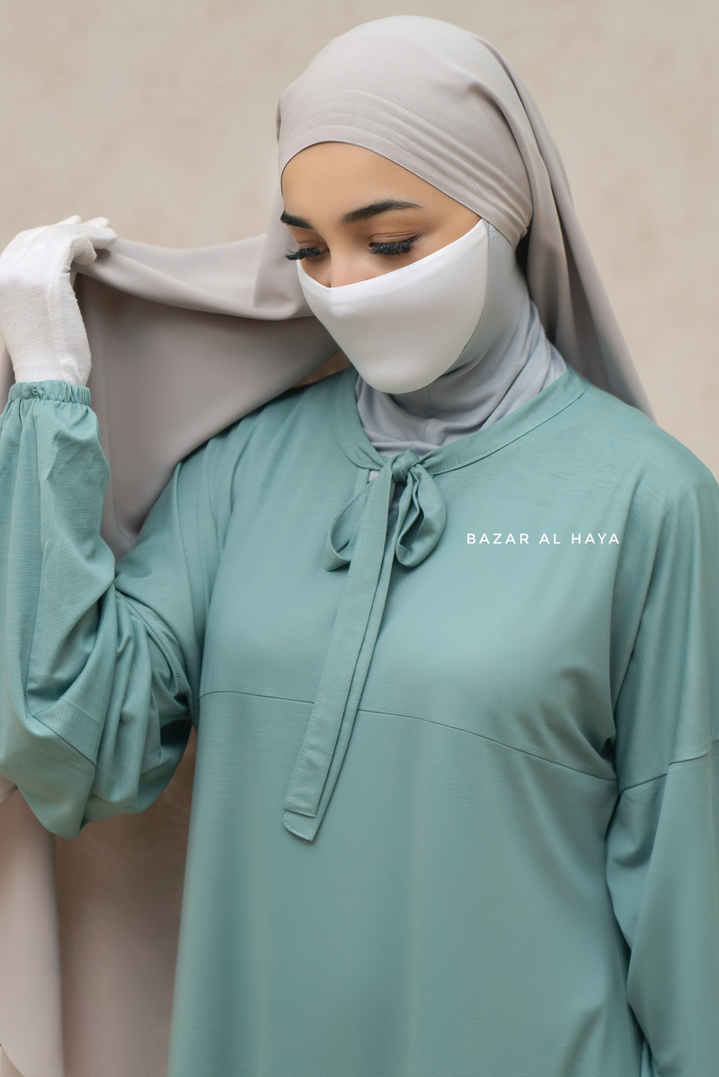 Eliza Mint Cotton Super Soft & Breathable Abaya Dress - Cozy