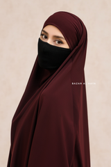 Marwad Maxi Round Diamond Khimar In Burgundy - Crepe, Cotton Extra Long