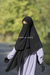 Square Scarf With Half Niqab Set In Black - Super Breathable - Quality