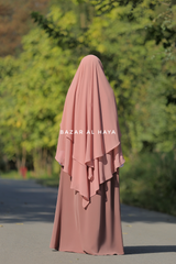 Pari Taupe Rose Two Layered Maxi Diamond Khimar - Crepe Chiffon