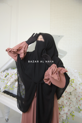 Black Square Scarf With Half Niqab Set - Super Breathable - Quality