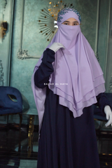 Lilac Aiza Three Layered Diamond Khimar - Premium Stretch