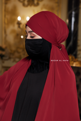 Tie Back Maroon Scarf & Khimar In Long Rectangle Shape - Style & More