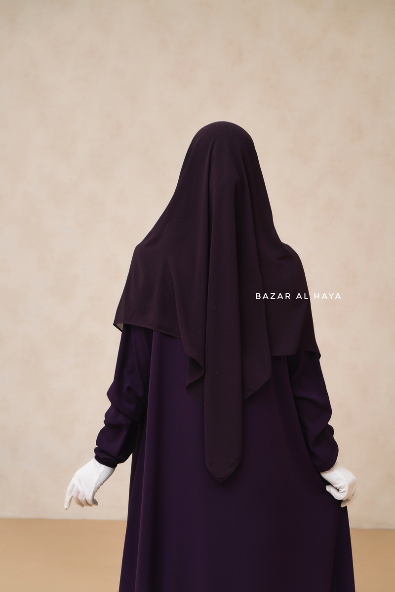 Purple Square Scarf With Half Niqab Set - Super Breathable - Medium