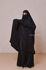 Hoor Two Piece  Black Jilbab With Skirt- Long & Loose