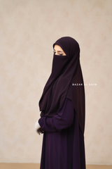 Purple Square Scarf With Half Niqab Set - Super Breathable - Medium