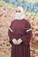 Grape Mubina Tiered Abaya Dress - Loose & Wide In Nida