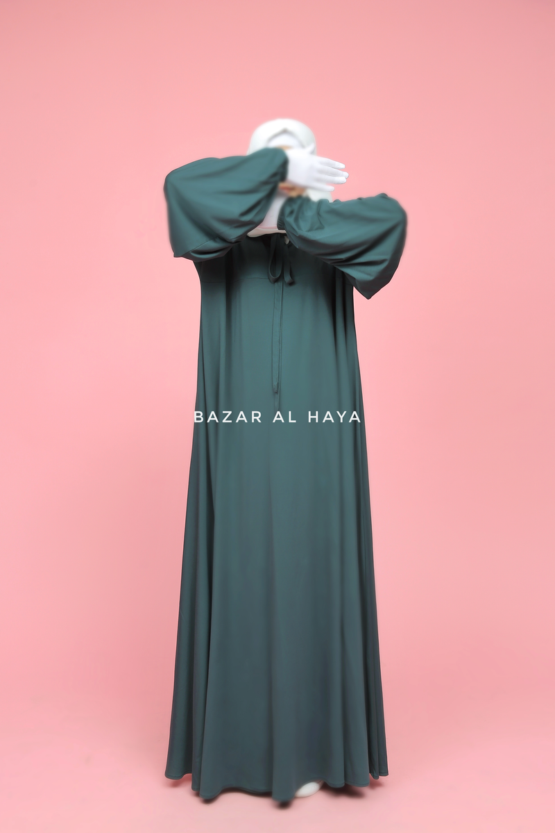 Eliza Emerald Cotton Super Soft & Breathable Abaya Dress - Cozy