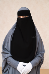 Black Single Niqab - Super Breathable Veil - Large & Medium