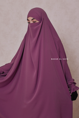 Grape Jahida Two Piece Jilbab With Loose Pants Set - Skirt-Style Shalwar