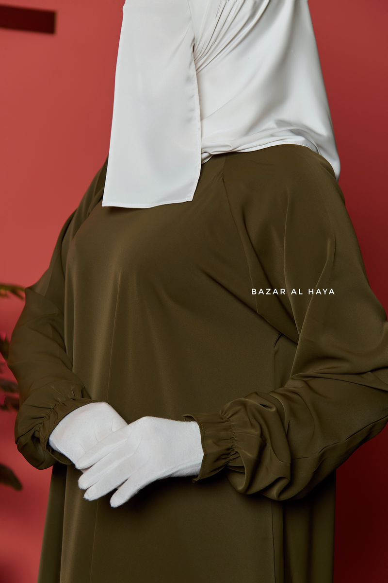 Salam Olive Abaya - Flowy & Relaxed Fit