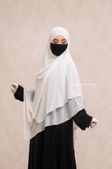 Pari Ivory Two Layered Maxi Diamond Khimar - Crepe Chiffon