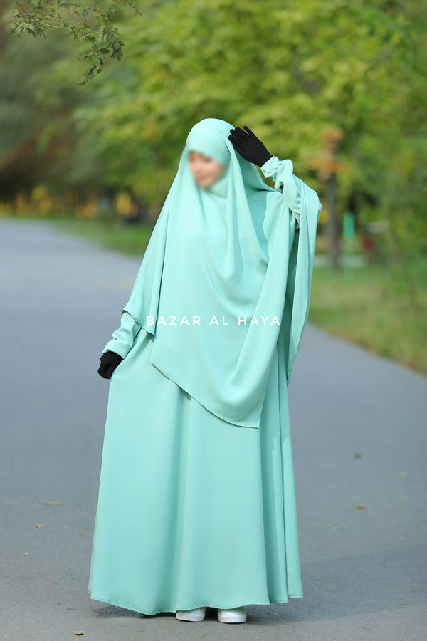 Mint Salam 2 Abaya & Mubarak Khimar Extra Long Set - Nida