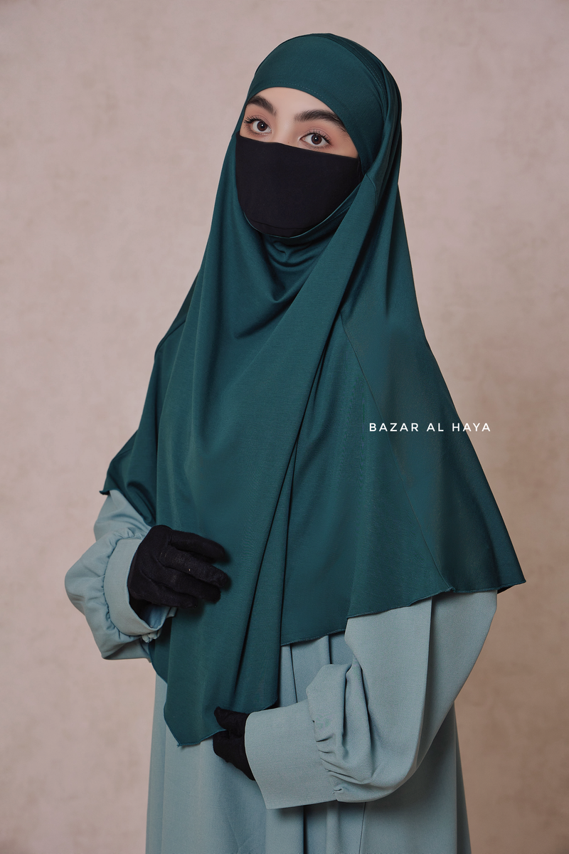 Emerald Cotton Eliza Short Triangle Diamond Khimar - Soft Cotton