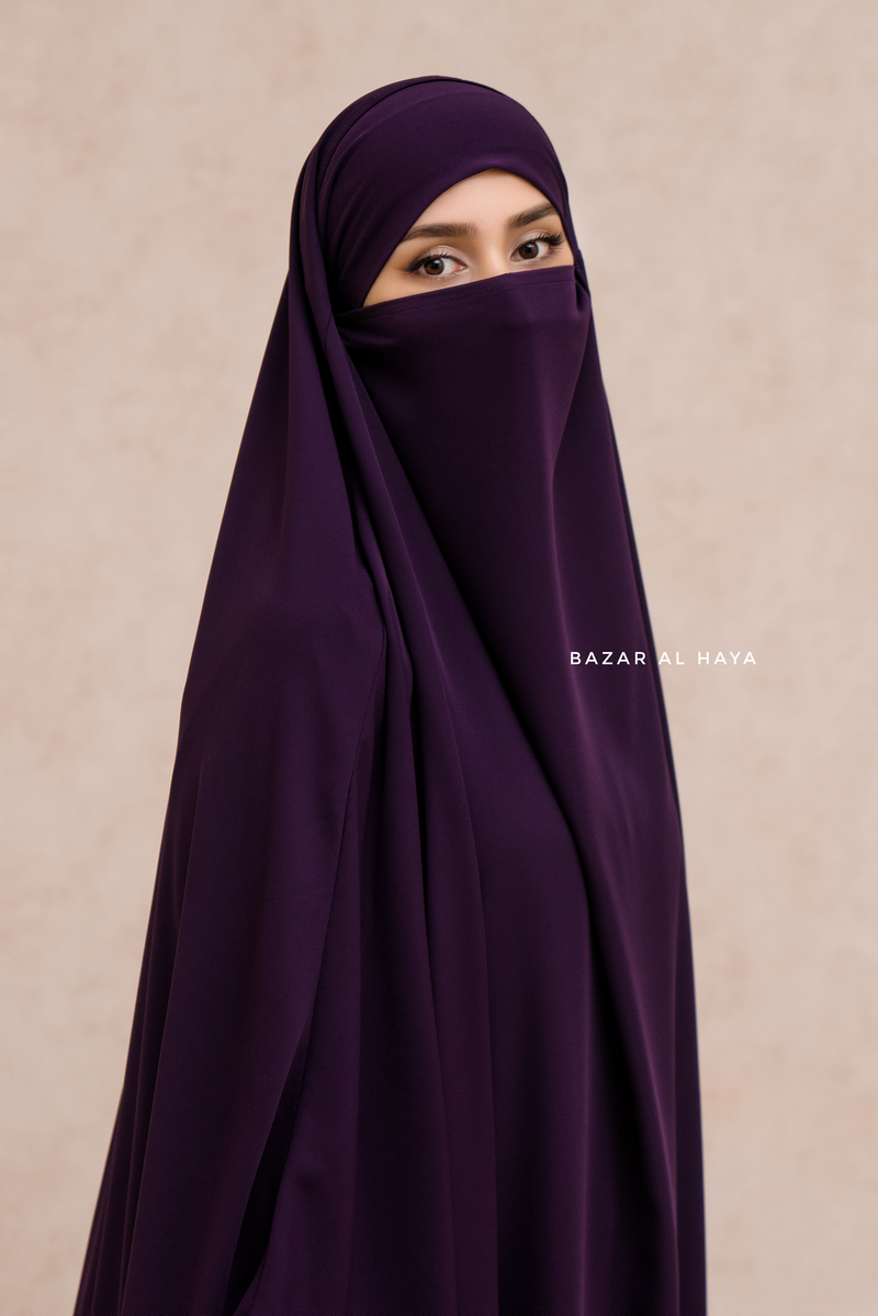 Marwad Maxi Round Diamond Khimar In Purple - Crepe, Cotton Extra Long