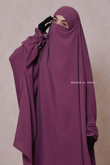 Grape Jahida Two Piece Jilbab With Loose Pants Set - Skirt-Style Shalwar