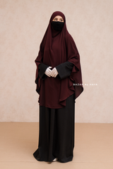 Marwad Maxi Round Diamond Khimar In Burgundy - Crepe, Cotton Extra Long