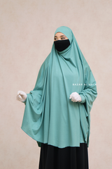 Mint Cotton Abida Khimar With Sleeves - Soft Cotton